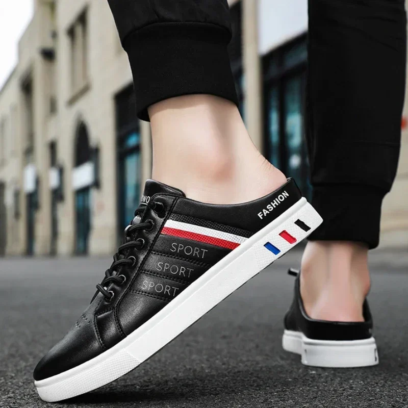 Men's Sneakers 2025 New Half-slippers Men Casual Shoes Comfortable Loafers PU Leather Running Shoes Outdoor Zapatos Para Hombres - Image 4
