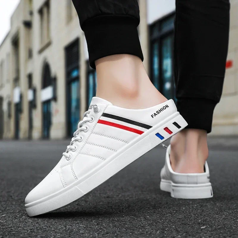 Men's Sneakers 2025 New Half-slippers Men Casual Shoes Comfortable Loafers PU Leather Running Shoes Outdoor Zapatos Para Hombres - Image 5